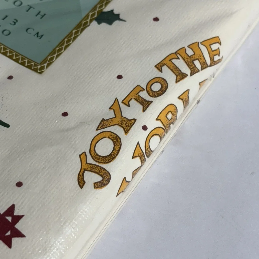 Town & Country Xmas Flannel Back Vinyl Tablecloth Joy To The World 60